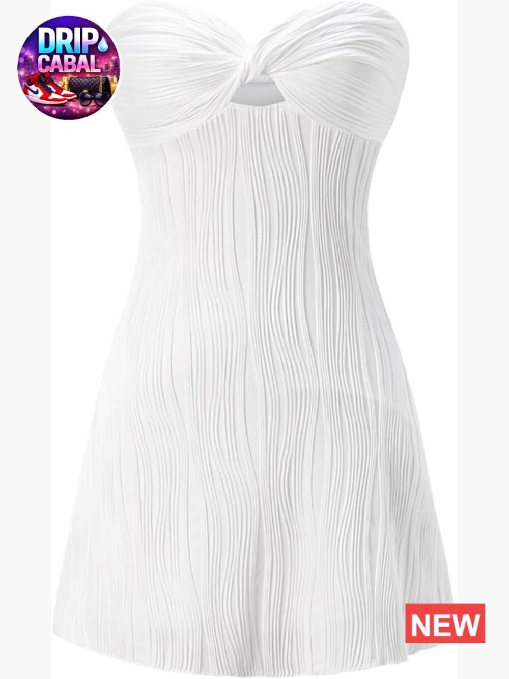 Twist Front Tube Top Dress Strapless A Line Mini Beach Party
